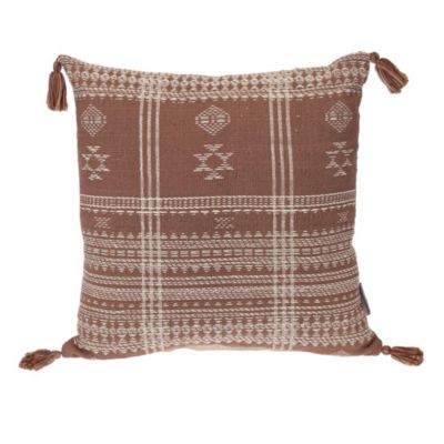 Parkland Collection Transitional Tribal Brown Square 18 X 18 Pillow