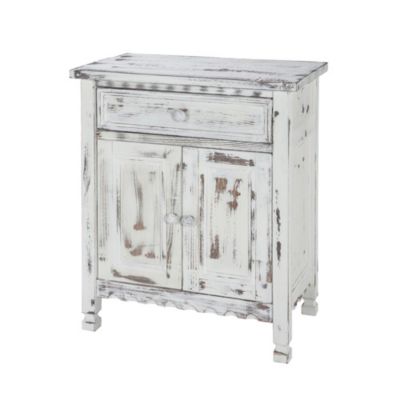 Alaterre Furniture Country Cottage Accent Cabinet, White Antique Finish