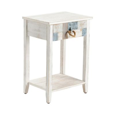 Crestview Collection South Shore Multi Color Nautical Patchwork 1 Drawer Accent Table