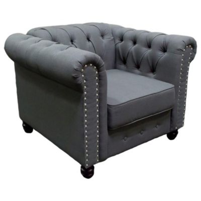 Best Master Furniture Best Master Venice Fabric Upholstered Living Arm Chair In Charcoal
