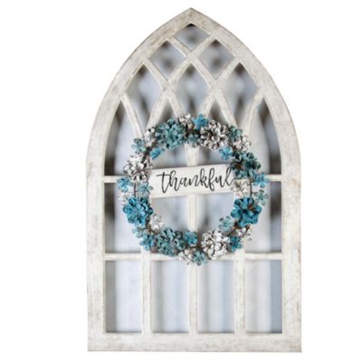 Luxen Home Metal/wood Thankful Cathedral Window Wall Decor