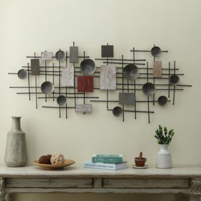Luxen Home Metal And Wood Geometric Abstract Wall Art