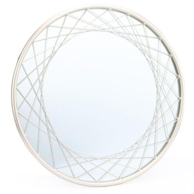 Luxen Home Silver Metal Frame Round Accent Wall Mirror