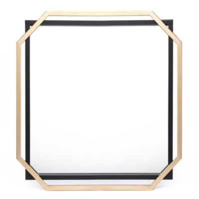 Luxen Home Gold And Black Metal Floating Frame Wall Accent Mirror