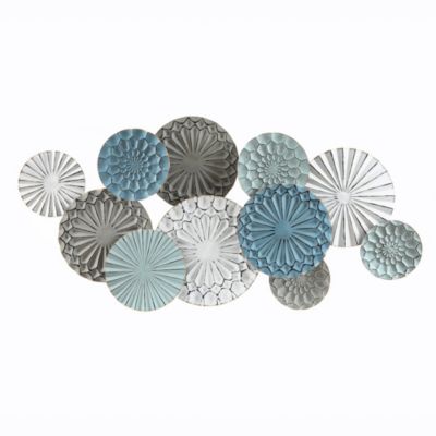 Luxen Home Multi-Color Metal Floral Layered Plates Wall Art