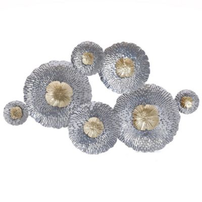 Luxen Home Silver And Gold Flowers Metal Wall Decor