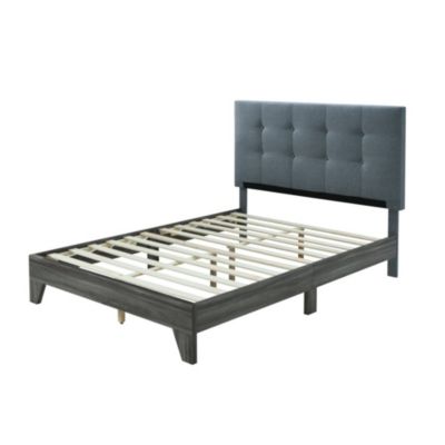 Contemporary Home Living 83.5"" Gray Upholstered Platform Bed - Queen Size