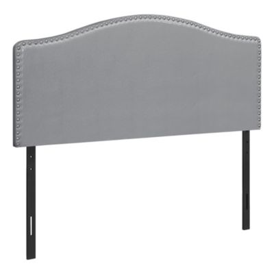 Contemporary Home Living 63"" Upholstered Gray Leather-Look Headboard For Queen-Size Bed
