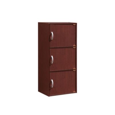 Contemporary Home Living 35.5"" Mahogany Brown Multi-Purpose Bookcase With Doors