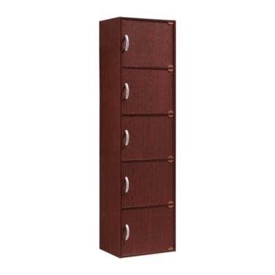 Contemporary Home Living 59"" Mahogany Brown Multi-Purpose Bookcase With Doors