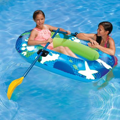 Swim Central 59"" Blue And Lime Green Inflatable Aqua Fun Swimming Pool Deep Sea Water Sport Boat Float