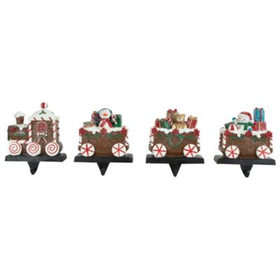 Northlight Set Of 4 Gingerbread Train Christmas Stocking Holders 4.75