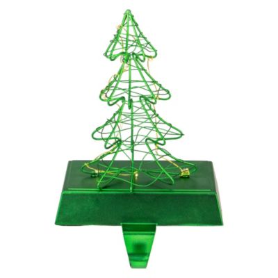 Northlight 8"" Led Lighted Green Wired Christmas Tree Stocking Holder