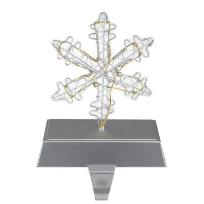 Northlight 7.5"" Led Lighted Silver Wired Snowflake Christmas Stocking Holder