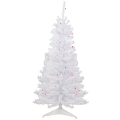 Northlight 4' Pre-Lit Woodbury White Pine Slim Artificial Christmas Tree Pink Lights