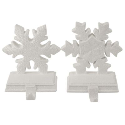 Northlight Set Of 2 White Glittered Snowflake Christmas Stocking Holder 6.5â
