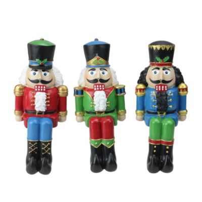 Northlight Set Of 3 Red Blue And Green Nutcracker Christmas Stocking Holders 7.5