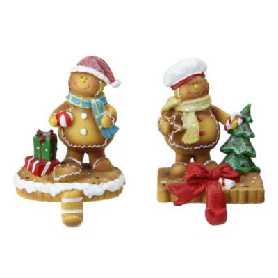 Northlight Set Of 2 Holiday Gingerbread Christmas Stocking Holders 5.25