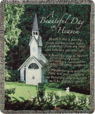 Woven Textile Company Green Inspirational 'a Beautiful Day In Heaven' Tapestry Throw Blanket 50"" X 60