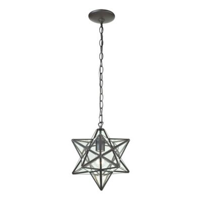 Contemporary Home Living 10"" Star 1-Light Mini Pendant In Oiled Bronze With Clear Glass - Small