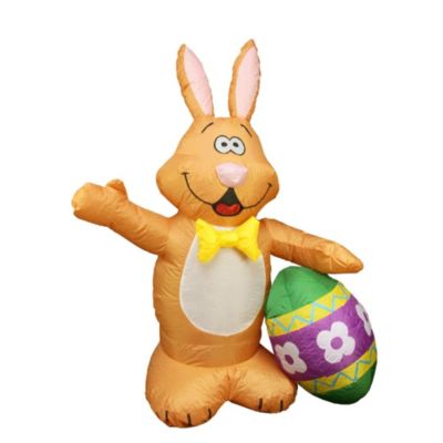 Northlight 48"" Inflatable Lighted Easter Bunny With Egg Outdoor Decoration