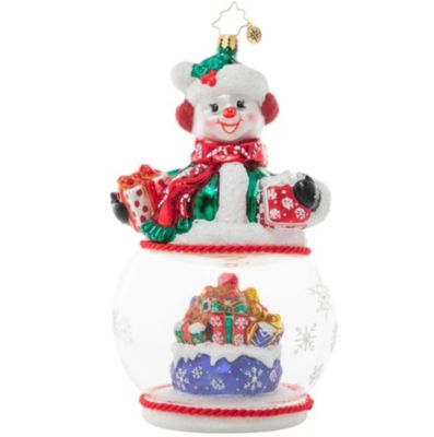 Christopher Radko Chilly And Cheery Snowman With Presents Glass Christmas Ornament 1021014