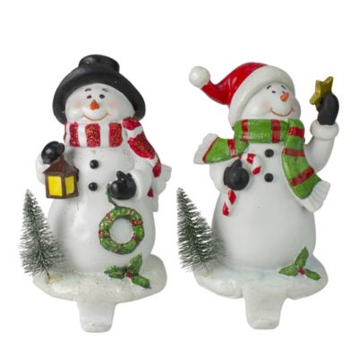 Northlight Seasonal Set Of 2 Glitter Dusted Snowman Christmas Stocking Holders 7.25