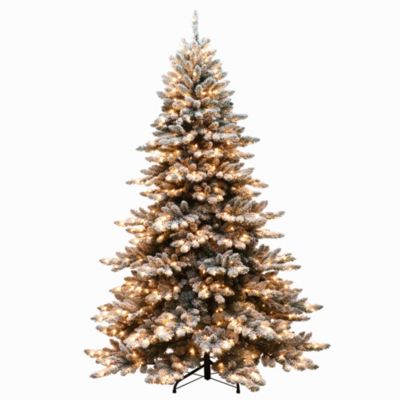 Cc Christmas Decor 7.5' Pre-Lit Royal Majestic Spruce Green Flocked Artificial Christmas Tree â Clear Lights