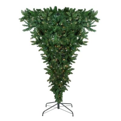 Northlight 7.5' Pre-Lit Green Spruce Artificial Upside Down Christmas Tree - Clear Lights