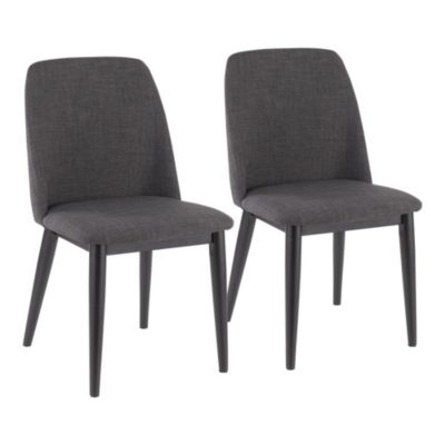 Contemporary Home Living Set Of 2 Charcoal Grey Fabric And Black Wooden Tintori Dining Chair 33â
