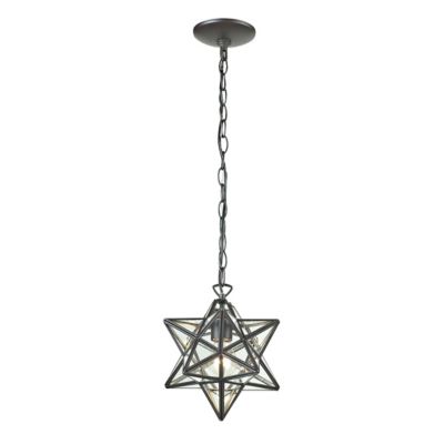 Contemporary Home Living 12"" Star 1-Light Mini Pendant In Oiled Bronze With Clear Glass - Large