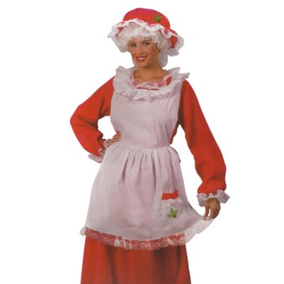 Fun World Red And White Plush Velour Mrs. Santa Claus Women Adult Christmas Costume - One Size