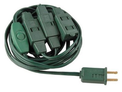 Northlight 12' Green Indoor Polarized Extension Power Cord With 9-Outlets