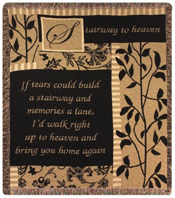 Woven Textile Company Black And Gold Uplifting Inspirational Stairway To Heaven Tapestry Throw Blanket 50"" X 60