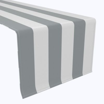 Fabric Textile Products, Inc Table Runner, 100% Polyester, 12X72"", 3"" Cabana Stripe, Gray & White
