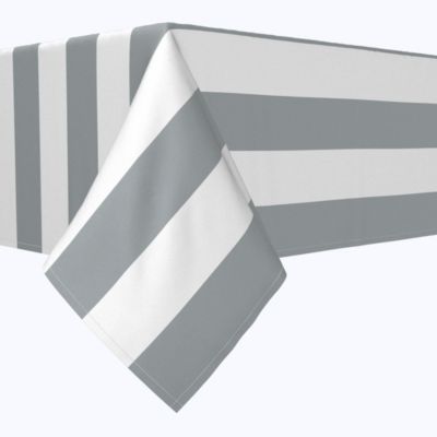 Fabric Textile Products, Inc Rectangular Tablecloth, 100% Polyester, 60X84"", 3"" Cabana Stripe, Gray & White