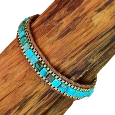 Im Turquoise Beads Healing Bangle Bracelet