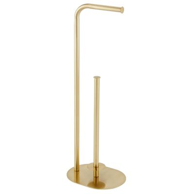 mDesign Metal Toilet Paper Holder Stand, Freestanding 3 Roll Reserve, Soft  Brass