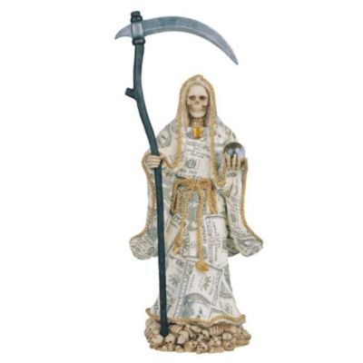 Fc Design 16""h Santa Muerte Holding Scythe With Money Robe Statue Our Lady Of The Holy Death Figurine Religious Decoration