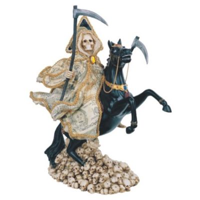 Fc Design 13""h Santa Muerte With Money Robe Riding Black Horse Statue Our Lady Of The Holy Death Holy Figurine Religious Decoration