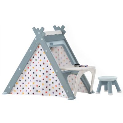 Fc Design Kids Play Tent - 4-In-1 Teepee With Stool And Climber