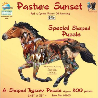 Sunsout Pasture Sunset 600 Pc Jigsaw Puzzle Special Shape 95903
