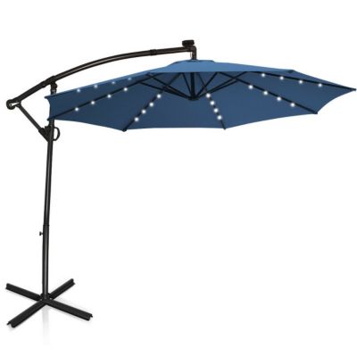 Slickblue 10Ft 360Â° Rotation Solar Powered Led Patio Offset Umbrella