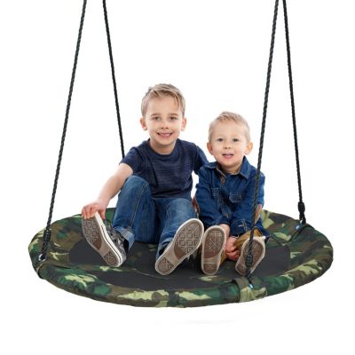 Slickblue 40 Inch Flying Saucer Tree Swing Outdoor Play Set With Adjustable Ropes Gift For Kids