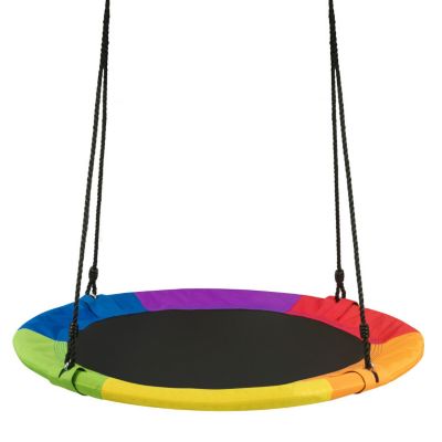 Slickblue 40 Inch 770 Lbs Flying Saucer Tree Swing Kids Gift With 2 Tree Hanging Straps-Multicolor
