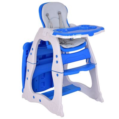 Slickblue 3 In 1 Infant Table And Chair Set Baby High Chair, Blue, 0 -  746644065783