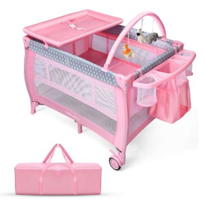 Slickblue Portable Foldable Baby Playard Nursery Center With Changing Station