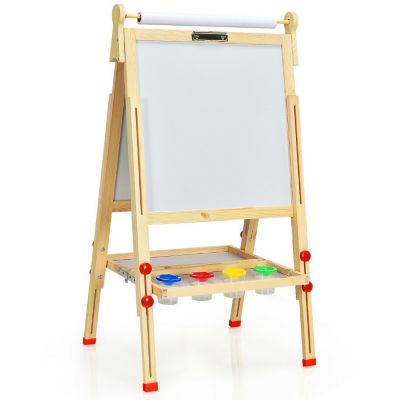 Slickblue Kids Art Easel With Paper Roll Double-Sided Regulable Drawing Easel Plank