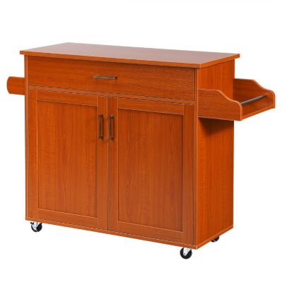 Slickblue Rolling Kitchen Island Cart With Towel And Spice Rack