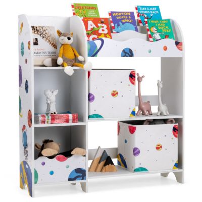 Slickblue Wooden Children Storage Cabinet With Storage Bins